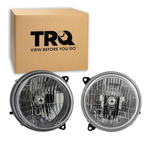 Image of TRQ Headlight Assembly Set CH2502146 CH2503146 Compatible with 2003-2004 Jeep Liberty