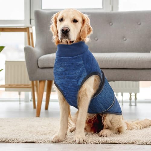 Image of Dog Anxiety Jacket - Blue, Large - Adjustable Anxiety Relief Coat Wraps for Fireworks, Thunder, Travel, Separation, Soft Dog Calming Vest Anti Anxiety Shirt for Basset Hound, Siberian Husky