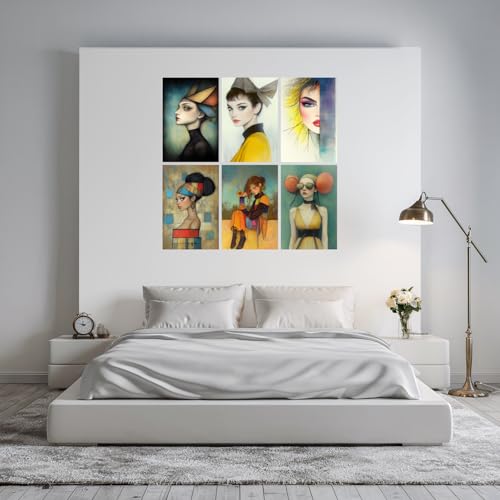 Image of SiddArtify Modern Portrait Wall Art Prints Set - Fashion Poster Decor for Living Room Bedroom Office - 12x18 inch Sticker Pack of 6