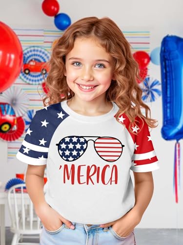 Image of Ithalt Boys Girls USA Shirts Kids 4th of July Shirts American Flag Tshirt Patriotic Top Independence Day Outfit 5-13y
