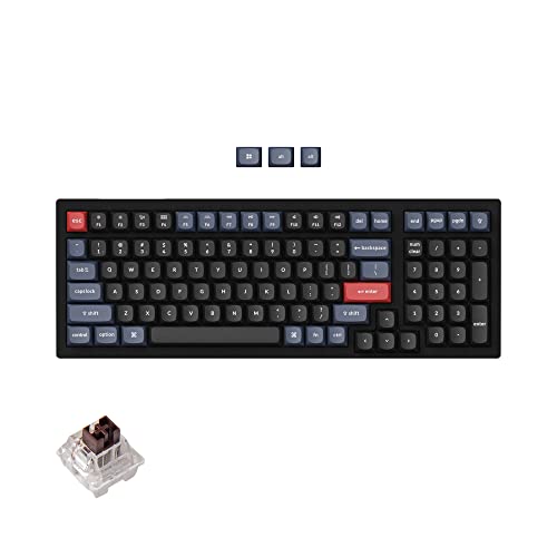 Image of Keychron K4 Pro 96% Custom Wireless Mechanical Keyboard with Hot-Swappable K Pro Brown Switch, QMK /VIA Programmable Macro Bluetooth /Wired Keyboard White LED Backlit for Mac Windows Linux - Black