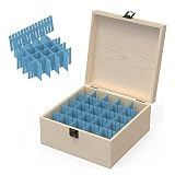 CUMFYHOUS Unfinished Wood Storage Box with Grid Divider,Adjustable Compartments,Wooden Box with Hing