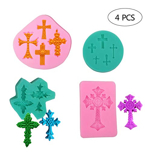 Set of 4 Cross Shape Cake Fondant Mold Cross Silicone Mold Baptism Cake