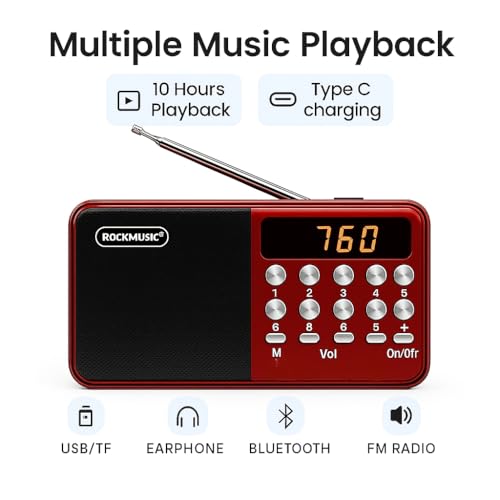 Image of Fire Turtle (Tye C) Pocket Blast FM Radio with Bluetooth Speaker with Powerful Sound,FM Recording, Antenna, 6w-12 Hours (USB Charging) and Number Pad (AUX, SD Card, USB Input) (FM Radio Speaker)