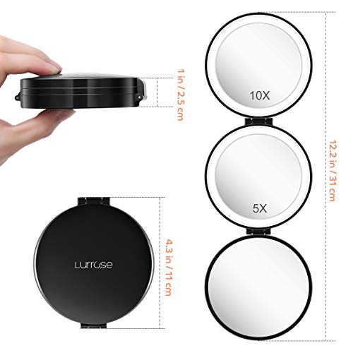 Lurrose - Specchio tascabile con illuminazione a