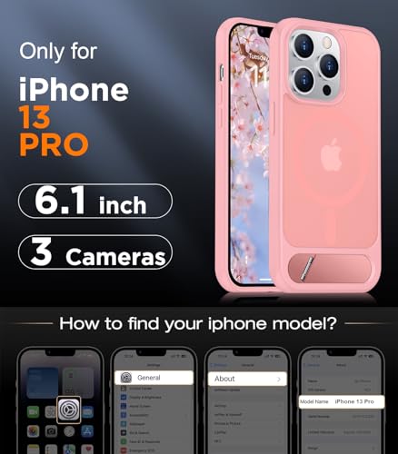 Image of Magnetic Compatible with iPhone 13 Pro Case, [Built-in Invisible Kickstand][Compatible with MagSafe] [Military Grade Shockproof] Slim Translucent Matte Phone Case for iPhone 13 Pro 6.1 inch
