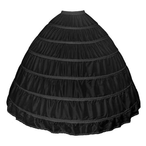 Image of Women Crinoline Petticoat 6 Hoop Skirt Full A-Line Slips Long Underskirt for Wedding Bridal Dress Ball Gown