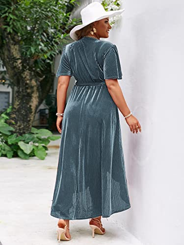 Image of BerryGo Women's Velvet V Neck Wrap Semi Formal Dress Cocktail Party Maxi Dress for Wedding Guest
