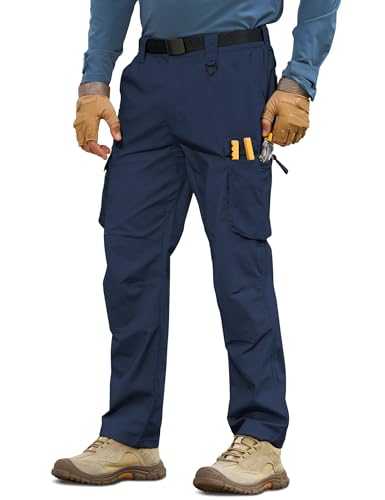 MOURCE Men's Tactical Pants Ripstop - Water-Resistant Lightweight Cargo Work Hiking Pants with 10 Pockets for Outdoor & EDC