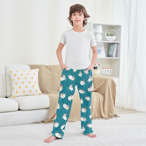 Boys' Pants Christmas Sheep Animal Hat Long Bottoms Jogger Pants Elastic Waist Trousers with Pockets S-XL3