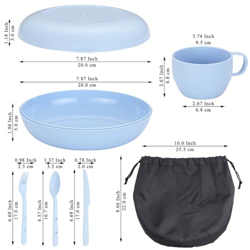 Evanda Camping Mess Kit with Bowl, Plate, Cup, Spoon, Fork, Knife and Carry Bag, Reusable Camping Accessories Essentials Gear Light Weight and Small Space Easy to Carry or Put in Backpack by Evanda - Image 2