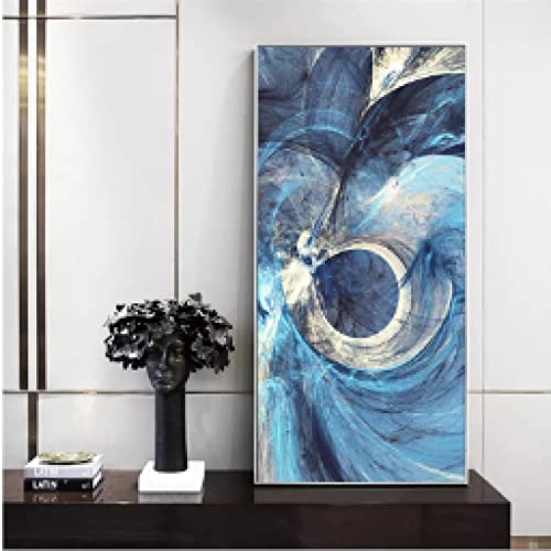 Toile bleue abstraite moderne affiche salon et impression murale - 5