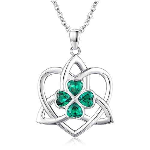 Collier trèfle à quatre feuilles argent sterling 925 pendentif celtique