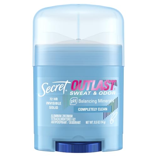 Image of Secret Outlast Antiperspirant Deodorant for Women, 72hr Sweat & Odor Protection, PH Balancing Minerals, Invisible Solid, Completely Clean Scent, Travel Size, 0.5 oz