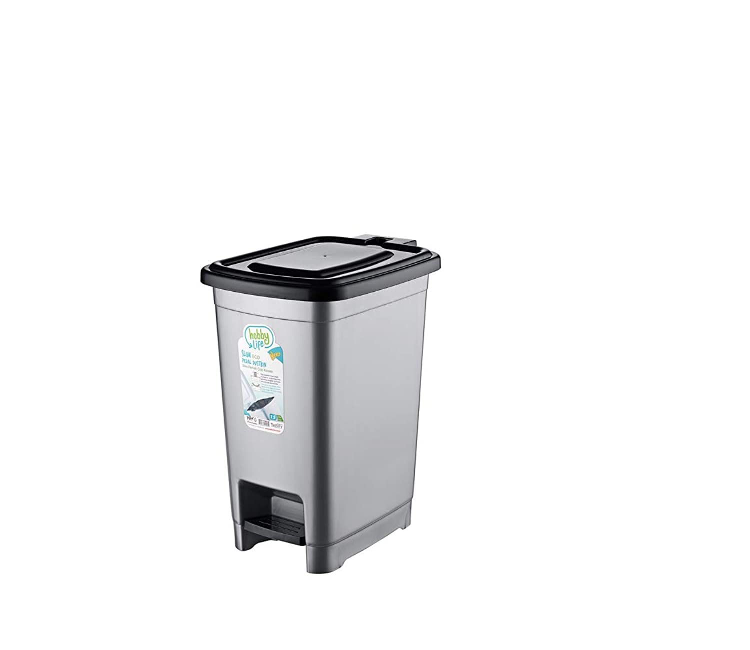Hobby LifeSlim Pedal Dustbin 15 LT Metallic Grey