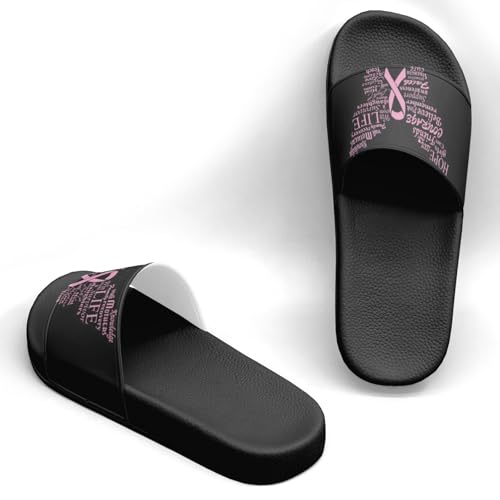 Breast Cancer Red Design Slippers Sandals for Women Casual Athletic Sandals Pool Shower Indoor Outdoor Slide Slippers2