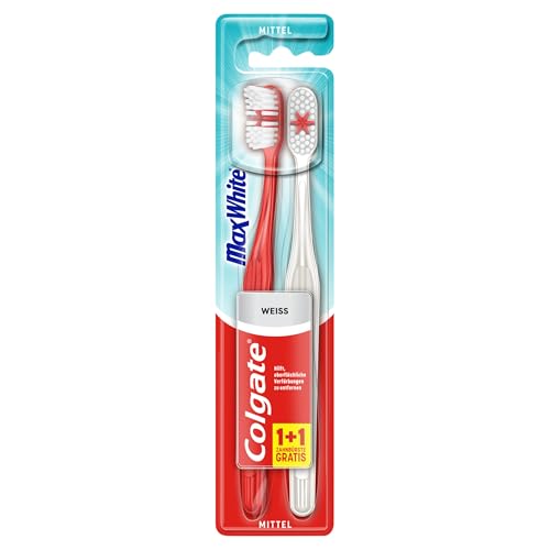 Colgate Max White - Cepillo de dientes medio (1 paquete de 2 unidades)