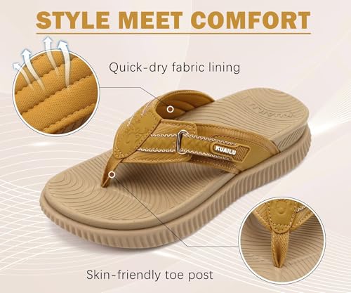 Image of KuaiLu Womens Orthotic Cushion Flip Flops Sport Recovery Walking Sandals for Women with Comfortable Arch Support - Adjustable Flatform Slip On Indoor Outdoor For Summer Casual