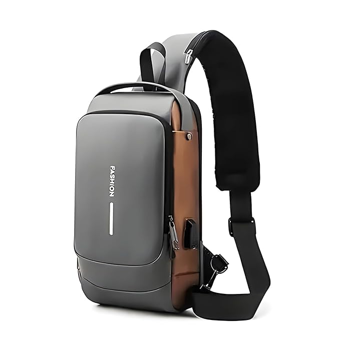 Anti Theft Sling Bag Waterproof Crossbody Backpack With USB Charging Port Slim Unisex Shoulder Messenger Bag For Travel Casual Use Compact Chest Bag 33x21x7 Cm Stylish Durable Design