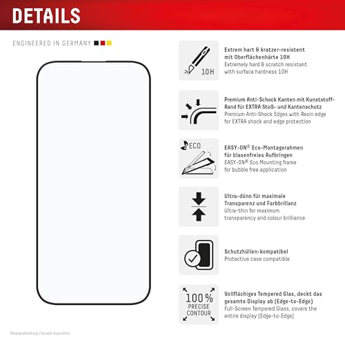 Displex Schutzglas für iPhone 16 (10H), Edge-to-Edge, Eco-Montagerahmen