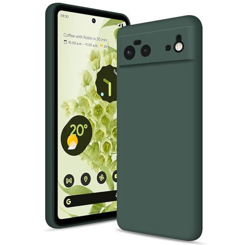 Btstring Funda para Google Pixel 6, Silicone Case con Protección Mejorada para la cámara, Carcasa Delgada a Prueba de Golpes, Forro Microfibra Suave Antiarañazos, Vert