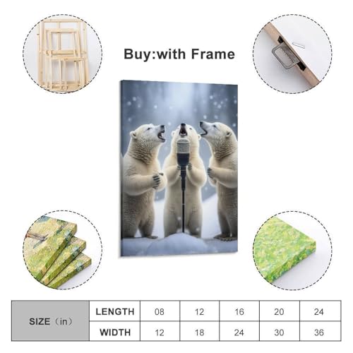 Poster ours polaires au micro WIZIGM sur toile premium encadrée