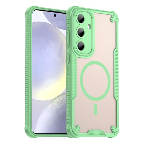 �X�}�z�P�[�X �Ή��@�� for Samsung Galaxy S24 Plus / S25 Plus �}�O�l�b�g�� �X�}�z�P�[�X�y�J���������Y�ی� �ϏՌ� 2-in-1�FPC���w�ʃp�l���{TPU�zGreen