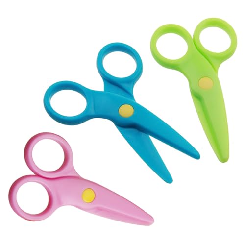 TSUOUKL Juego de 3 Tijeras de Seguridad Para Niños - Plástico PP de 10,7 cm Para Papel, Preescolares a Partir de 2 Años, Para Manualidades Infantiles