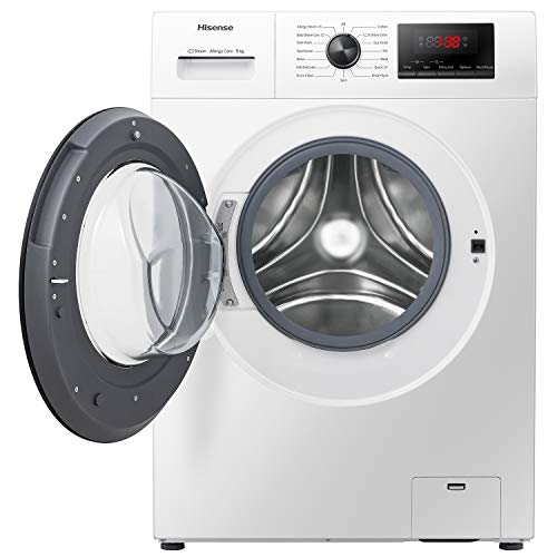 Hisense-WFPV9014EM-Lavadora-con-Vapor-Carga-Frontal-9-Kg-1400-rpm-16-Programas-Control-de-balanceo-inteligente-del-tambor-Display-LED-Programa-rapido-Bloqueo-Infantil
