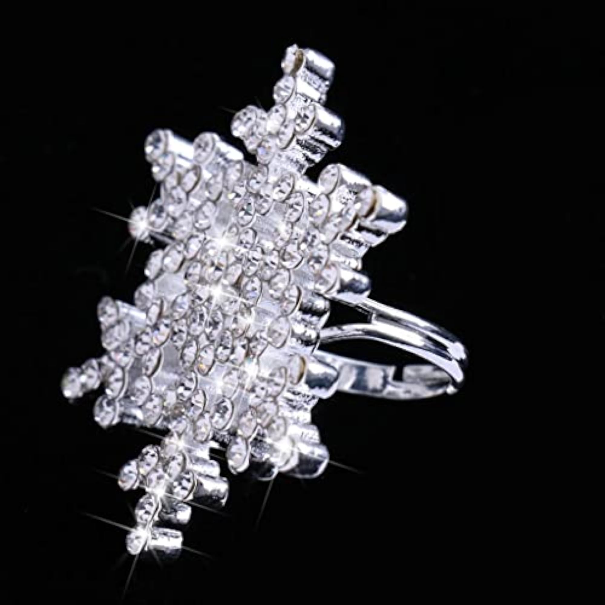 Diamante Rhinestone Snowflake Finger Ring for Weddings