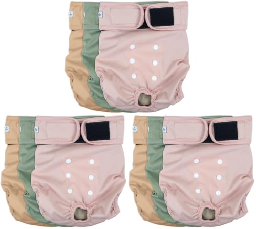 Image of Washable Female Dog Diapers - Premium Reusable Diapers for Doggie in Heat - Highly Absorbent Dog Diapers Female for Pet Incontinence with Adjustable Snaps (Pink, M) (Pack of 3)