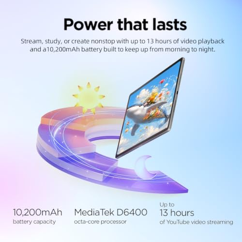 Image of Lenovo Idea Tab Plus 12.1 inch 2.5K Tablet, 8GB RAM, 128GB Storage, Android 15 | MediaTek Dimensity 6400, Dolby Atmos Quad Speakers, Portable for Streaming, Learning & Productivity, Wi-Fi, Long battery
