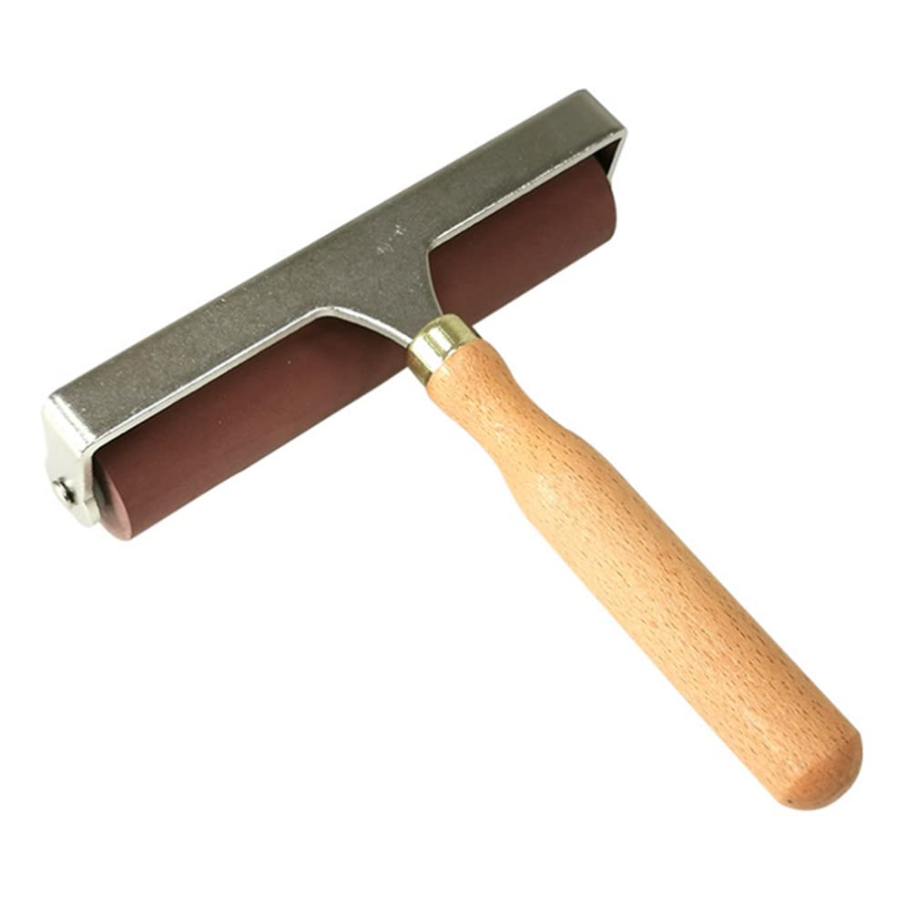 VICASKY Langlebige Gummi Farbwalze mit Holzgriff Leicht zu Reinigen und Drucken und Stempeln Premium Druckwalze für Präzise Farbverteilung Zufällige Farbe