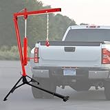 biosp 1000 lbs Hydraulic Pickup Truck Crane, 360° Swivel, Hitch Mounted Heavy Duty Crane with 3 Boom Capacities of 500 lbs, 750 lbs and 1000 lbs, for Lifting Goods in Construction, Forestry, Factory