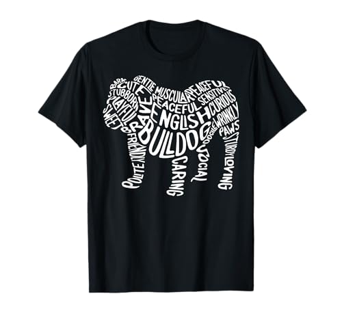 Maglietta con bulldog inglese tipografico Word Art divertente regalo per cani Maglietta
