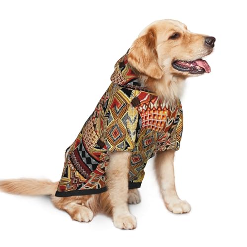 African Textile Patchwork Printed Dog Costume,Funny Large Dog Hoodie Winter Coat Clothes for Large Medium Breed Dogs