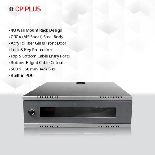 Image of CP Plus 4U CCTV /DVR /NVR Racks /Cabinet Box /Network Rack /Server Rack (500x350) with Acrylic Glass Door & PDU - Heavy-Duty CRCA Steel Network Cabinet [CP-HA-RK5035VW-4U-TP]