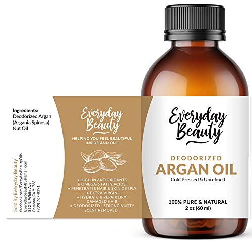 Pure Argan Oil - 100% Pure, Cold Pressed, Deodorized & Unrefined Argan Nut Oil For Hair, Face and Skin - DIY Cosmetics - 2oz