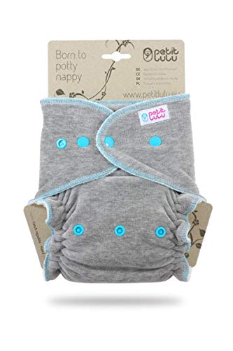 Petit Lulu Pañal de bambú ajustable Maxi-Night | Snaps | Velour | Reutilizable y lavable | Fabricado en Europa (gris) Cover