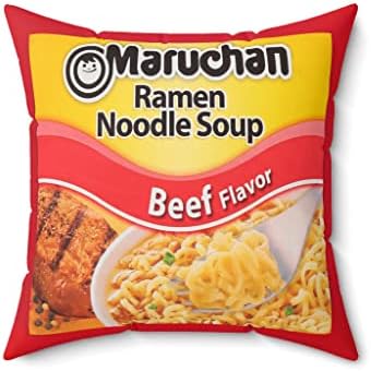 Funny Home Decor Instant Ramen Pillow Covers Couch Sofa Noodle Soup Beef Flavor Food Throw Pillowcase Bedroom Novelty Cozy Soft 18"X18" Cushion Case