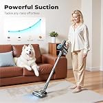 Aspirateur sans fil avec auto-remorque, 8-in-1 Aspirateurs pour la maison, Aspirateur léger puissant avec LED Écran, Aspirateur rechargeable pour tapis, Cheveux d'animaux, Planchers de bois franc (Grayblue)