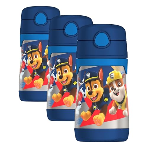 Image of THERMOS Vacuum Insulated Stainless Steel 10oz Straw Bottle, PAW PATROL BOY (Pack of 3)