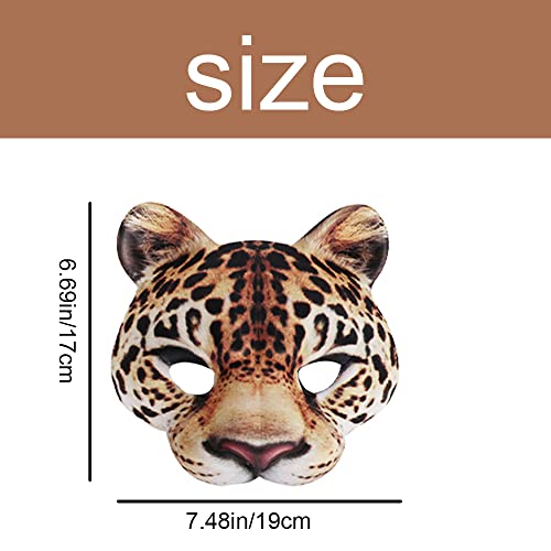 Halloween Face Mask - Animal, The Purge, Scream - Washable Leopard Cover for Party Masquerade, Cosplay, Yellow, 20.5*20.5*6 - Image 2