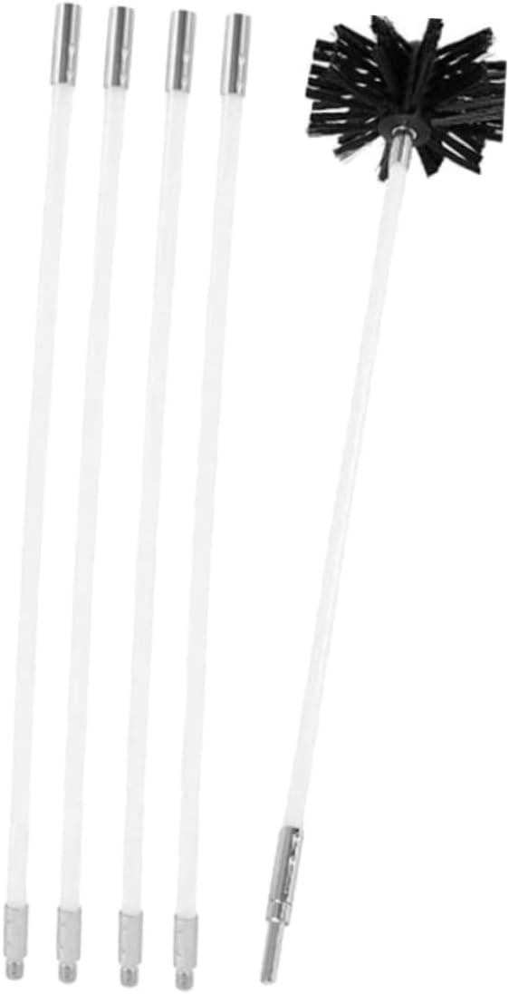 Flexible Chimney Cleaning Brush Set 610mm 4-Rod Nylon Lint Remover for Fireplace, Dryer Vent, and Duct Cleaning Tool Kit