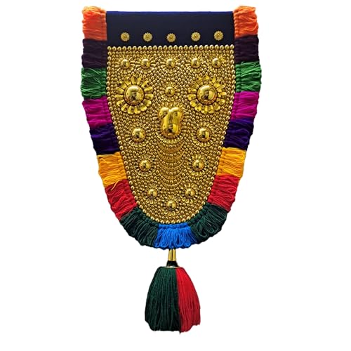 Image of BUNNY BEAR | 1.50 Feet(46 CM) Kerala Nettipattam Wall Hanging | Gold Plated Elephant Caparison | Traditional Kerala Handicraft Decorative Art for Home, Pooja Room & Gift Decor