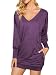 ZANZEA Women's V-neck Long Sleeve Loose Blouse Jumper Tops Mini Dress Pullover Purple US 18/ASIAN 3XL