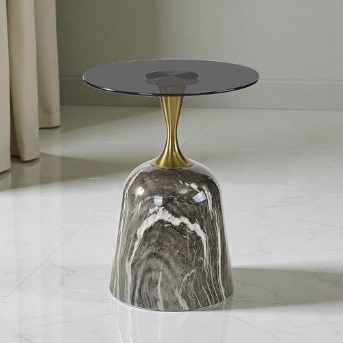 Image of The Attic Vein Luxe End Table Marble Top Stylish Design,Grey