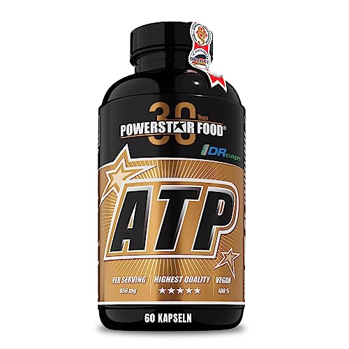 Powerstar ATP CAPS | 60 ATP Kapseln mit je 450 mg ATP | Deutsche Herstellung | Hohe Bioverfügbarkeit | Vegan, magensaftresistent & hochdosiert | Fitness & Energie für anspruchsvolle Athleten Powerstar ATP CAPS | 60 ATP Kapseln mit je 450 mg ATP | Deutsche Herstellung | Hohe Bioverfügbarkeit | Vegan, magensaftresistent & hochdosiert | Fitness & Energie für anspruchsvolle Athleten