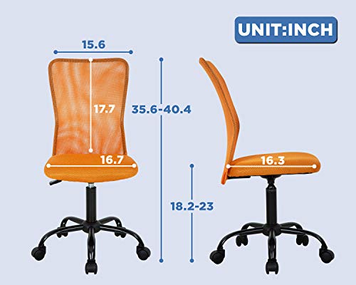 Home Office Chair Mid Back Mesh Desk Chair Armless Computer Chair Ergonomic Task Rolling Swivel Chair Back Support Adjustable Modern Chair With Lumbar Support,Orange #TOP6