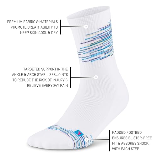 CEP Crew Cut Athletic Performance Running Socks - Paris Vibes Mid Cut Compression Socks for Men and Women, White/Blue Large - Thumbnail 3